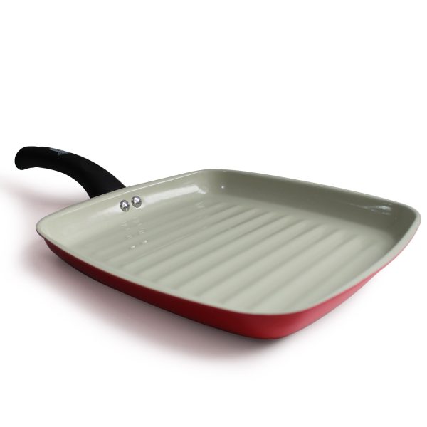 Sarten Asador Cuadrado Ceramica Rojo 28 cm
