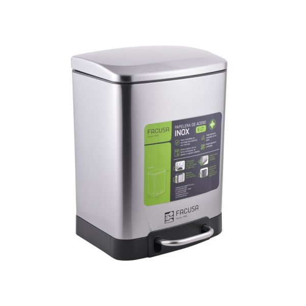 Papelera Inox Con Pedal 6 LT