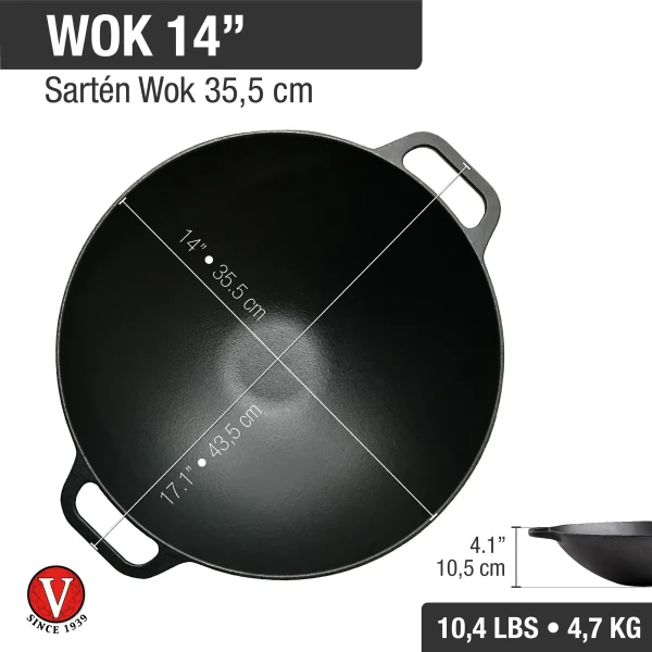 Sarten Wok 35.5 cm Esmaltado- Victoria - Imagen 2